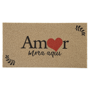 Tapete Capacho Kapazi 40cmx75cm Amor Mora Aqui