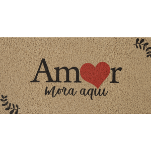 Tapete Capacho Kapazi 40cmx75cm Amor Mora Aqui