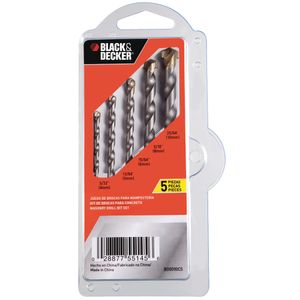 Jogo de Brocas para Concreto Black & Decker 5 Peças