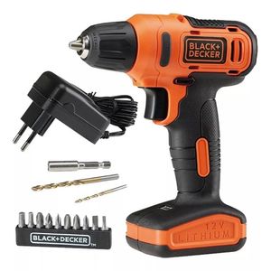 Parafusadeira e Furadeira Black e Decker VVR 13 Acessórios 3/8 12V