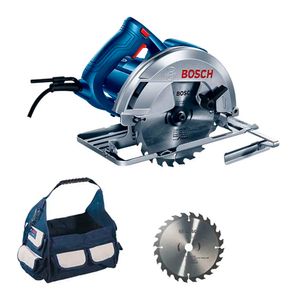 Serra Circular com 1 Disco 1 Guia e Bolsa 184MM 7.1/4" 6000RPM 1500W Azul 220V - GKS150 - Bosch