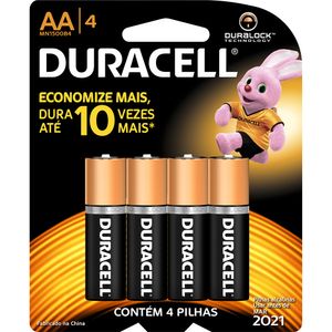 Pilha Alcalina Pequena AA Duracell 4 Unidades