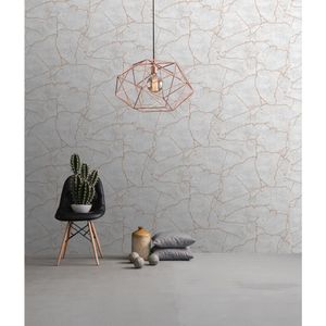 Papel de Parede Pedra Cinza e Dourado 53CMx10M - 104870 - Tokfix