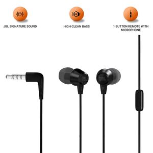 Fone de Ouvido Intra-Auricular Com Fio e Microfone C50HI Preto - JBLC50HIBLK - JBL