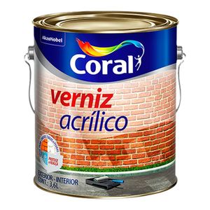 Verniz Acrílico para Tijolos e Pedras Exterior e Interior Brilhante Incolor 3,6L - Coral