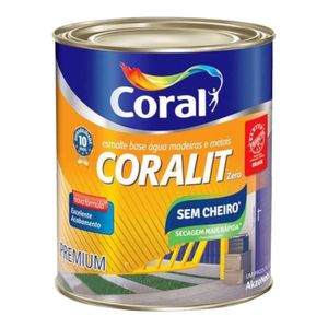 Tinta Esmalte Sintético Acetinado Premium Coralit Zero 0,9L Branco Neve - Coral