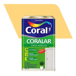 Tinta Acrílica Econômica Fosco Coralar Amarelo Canário 18L - Coral