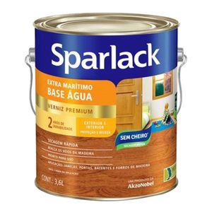 Verniz para Madeira Exterior e Interior Fosco a Base de Água Premium Extra Marítimo Incolor 3,6L - Sparlack