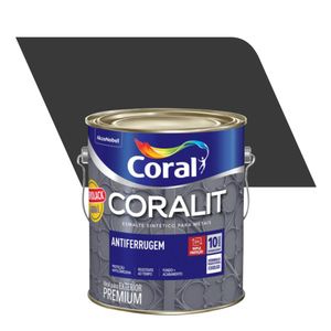 Tinta Esmalte Sintético Fosco Premium Anti Ferrugem Coralit Antiferrugem Preto 3,6L - Coral