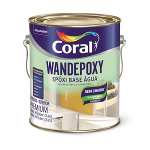 Tinta Esmalte Epóxi Brilhante Premium a Base de Água Wandepoxy Branco Neve 3,6L - Coral