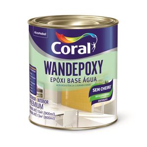 Tinta Esmalte Sintético Acetinado Premium Epóxi Wandepoxy Base Água Branco Neve 0,9L - Coral