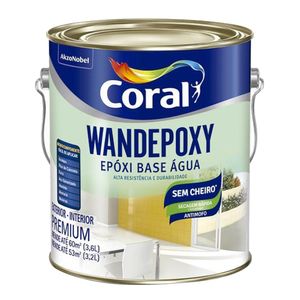 Tinta Esmalte Sintético Acetinado Premium Epóxi Wandepoxy Branco 3,6L - Coral