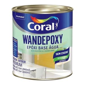 Tinta Esmalte Sintético Acetinado Premium Epóxi Wandepoxy Base Água Branco Neve 0,9L - Coral