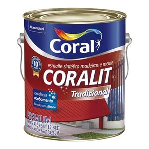 Tinta Esmalte Sintético Alto Brilho Premium Ultra Resistência Coralit Alumínio 3,6L - Coral