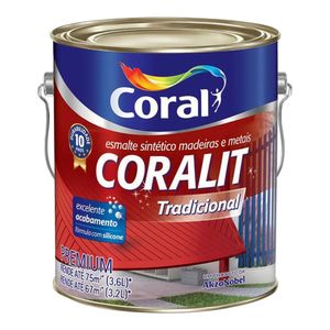 Tinta Esmalte Sintético Acetinado Premium Coralit Ultra Resistência Branco Neve 3,6L - Coral