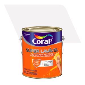 Tinta Acrílica Premium Fosco Super Lavável Branco Neve 3,6L - Coral