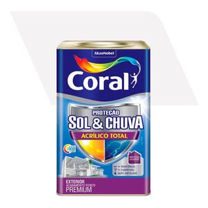 Tinta Acrílica Premium Fosco Sol e Chuva Branco Neve 18L - Coral