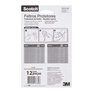 Feltro Protetor 3M Sintetico Branco Quadrado  Tam M 12 Unidades Scotch