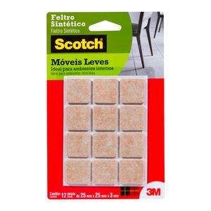 Feltro Protetor 3M Sintetico Marrom  Quadrado  Tam P   12 Unidades Scotch