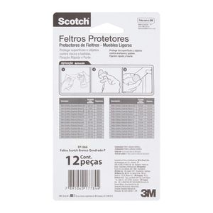 Feltro Protetor 3M Sintetico Branco Quadrado  Tam P   12 Unidades Scotch