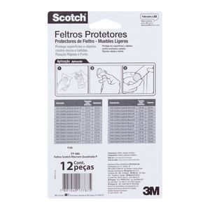 Feltro Protetor 3M Sintetico Marrom  Quadrado  Tam P   12 Unidades Scotch