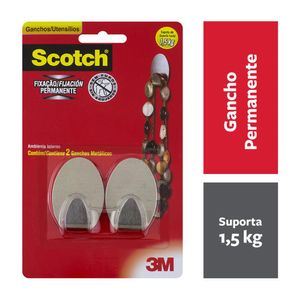 Gancho Metálico 3M Scotch Fixação Permanente para Utensílios Tamanho Médio