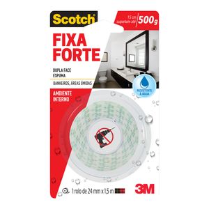 Fita Dupla Face 3M Fixa Forte Áreas Úmidas Scotch 24mmX1,5m