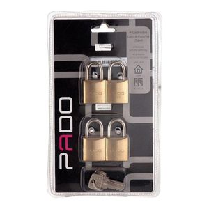 Kit Cadeado Pado 4 Unidades Chaves Iguais 4/30"