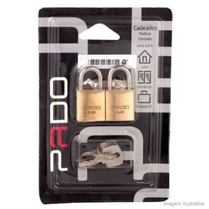 Kit Cadeado Pado 2 Unidades Chaves Iguais 2/20"