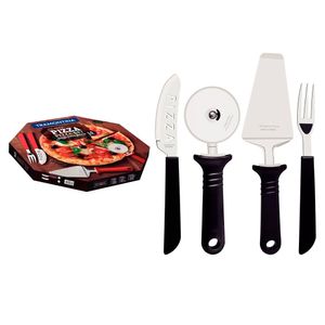 Kit Pizza com Lâminas em Aço Inox e Cabos de Polipropileno Preto 14 Peças - 25099022 - Tramontina