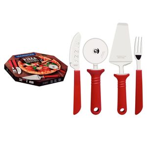 Kit Pizza com Lâminas em Aço Inox 14 Peças com Cabos de Polipropileno Vermelho - 25099722 - Tramontina