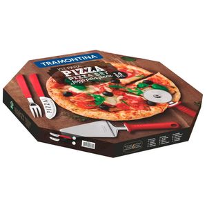 Kit Pizza com Lâminas em Aço Inox e Cabos de Polipropileno Preto 14 Peças - 25099022 - Tramontina