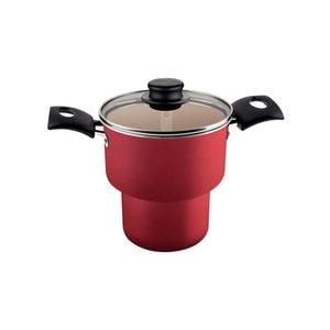 Cuscuzeira em Alumínio com Revestimento Interno e Externo em Antiaderente Starflon Max Turim Vermelha 14CM 1,9L - 20268714 - Tramontina