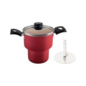 Cuscuzeira em Alumínio com Revestimento Interno e Externo em Antiaderente Starflon Max Turim Vermelha 14CM 1,9L - 20268714 - Tramontina