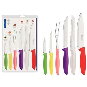 Jogo de Facas com Garfo Trinchante 6 Peças em Inox e Cabos de Polipropileno Plenus Colors - 23498916 - Tramontina