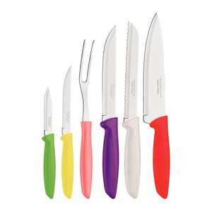 Jogo de Facas com Garfo Trinchante 6 Peças em Inox e Cabos de Polipropileno Plenus Colors - 23498916 - Tramontina