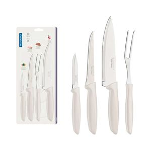 Jogo de Facas com Garfo Trinchante 4 Peças em Inox e Cabos de Polipropileno Plenus Off White - 23498331 - Tramontina