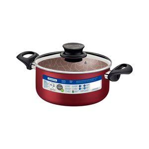 Caçarola em Alumínio com Tampa de Vidro Revestimento Interno e Externo Antiaderente Starflon Max Paris Vermelho 20CM 2,9L - 28524720 - Tramontina