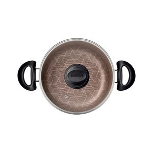 Caçarola em Alumínio com Tampa de Vidro Revestimento Interno e Externo Antiaderente Starflon Max Paris Vermelho 20CM 2,9L - 28524720 - Tramontina