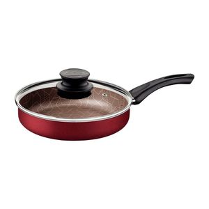Frigideira com Tampa de Vidro Reta Paris em Alumínio e Revestimento Antiaderente Starflon Max Paris Vermelho 24CM - 28505724 - Tramontina