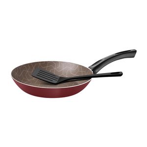 Conjunto com Frigideira em Alumínio com Revestimento Antiaderente Starflon Max e Espátula 2 Peças Paris Vermelho 1,2L 24CM - 28500724 - Tramontina