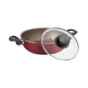 Fritadeira Multiuso em Alumínio com Tampa de Vidro Antiaderente Starflon Max Vermelho 2,8L 24CM - 28517724 - Tramontina