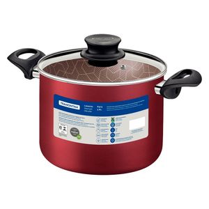 Caldeirão em Alumínio Antiaderente Starflon Max com Tampa de Vidro Paris Vermelho 9,6L 26CM - 28530726 - Tramontina
