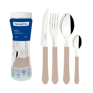 Faqueiro de 16 Peças em Inox com Cabo de Polipropileno Leme Cinza - 23198317 - Tramontina