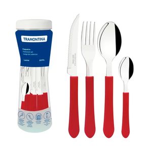 Faqueiro de 16 Peças em Inox com Cabo de Polipropileno Leme Vermelho - 23198717 - Tramontina