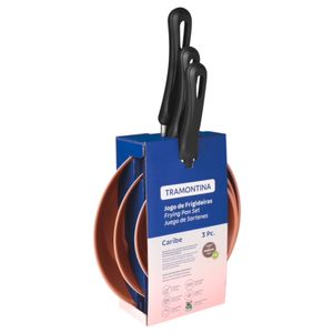 Jogo de Frigideiras com 3 Peças e Revestimento em Antiaderente Starflon Max Caribe Preto - Tramontina