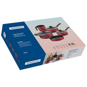 Jogo de Panelas com 5 Peças e Revestimento em Antiaderente Starflon Max Caribe Vermelho - 20297508 - Tramontina