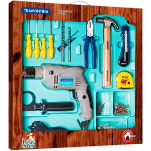 Kit de Ferramentas com Furadeira Elétrica 100 peças 500W 220V - 43408435 - Tramontina
