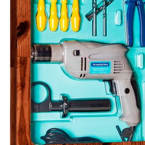 Kit de Ferramentas com Furadeira Elétrica 100 peças 500W 220V - 43408435 - Tramontina