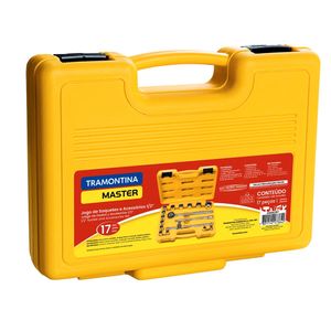 Maleta com Soquetes Estriados e Acessórios Encaixe 1/2" 17 Peças - 43600017 - Tramontina